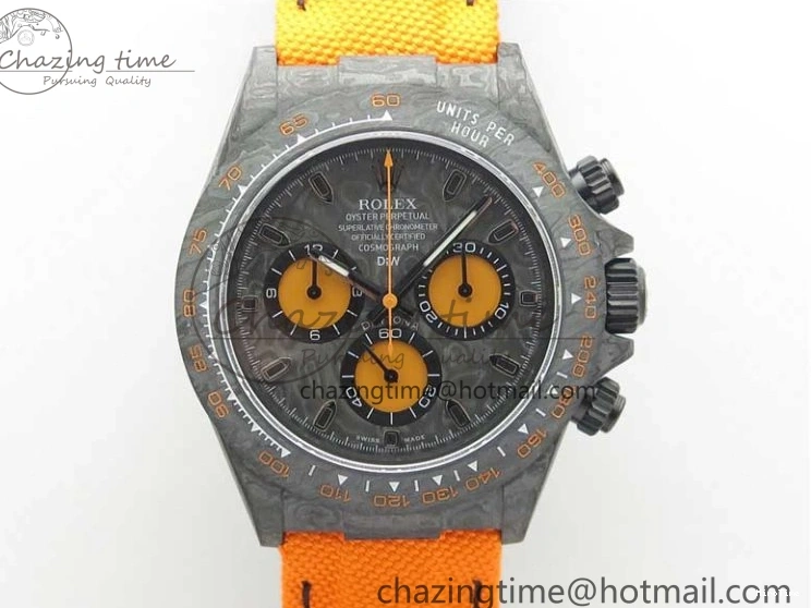 MiroTime 0122 Daytona DIW Carbon Noob 1:1 Best Edition Black Orange Dial on Orange Nylon Strap SA TopPick 2586